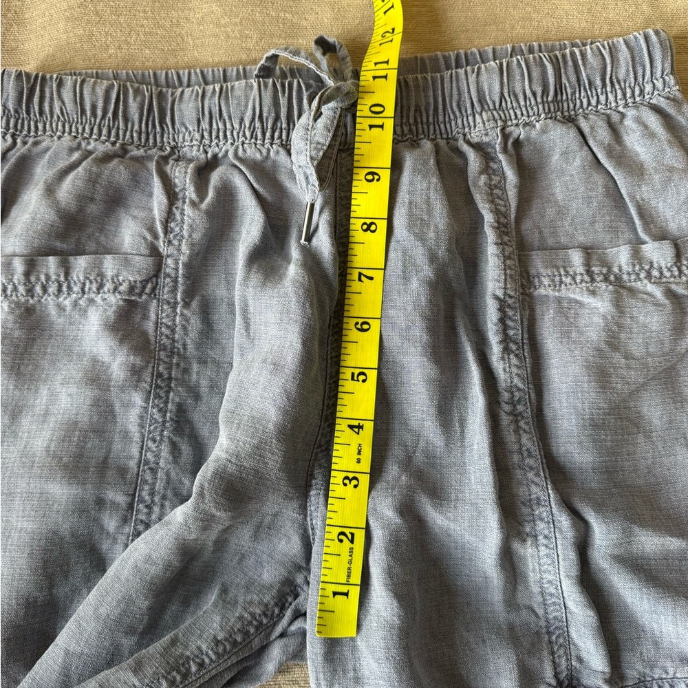 Splendid Collection Blue Linen Straight Leg Pants Small Elastic Waist Drawstring - Picture 9 of 10
